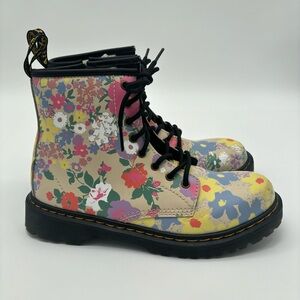 Dr. Martens Kids Boots Size US 4 EU 36 Floral Mash Up Lace Up Zip Boots Girls
